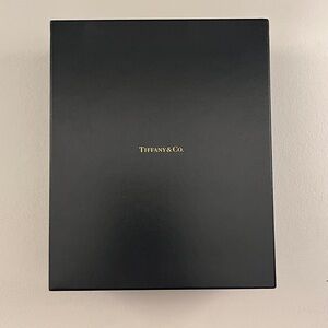 Tiffany & Co. Navy Blue Champagne Box with White Ribbon